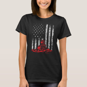 T-shirt Go Kart Racing - Go Karting USA American Flag Race