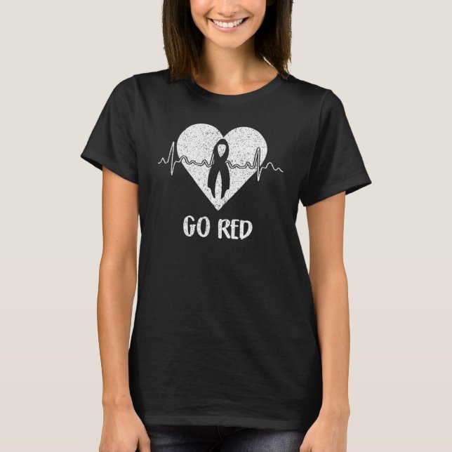 T-shirt Go Red Day Heart Ribbon Costume Heart Disease Mont (Devant)