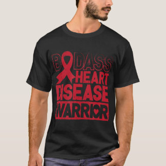 T-shirt Go Red Heart Disease Awareness Badass Warrior