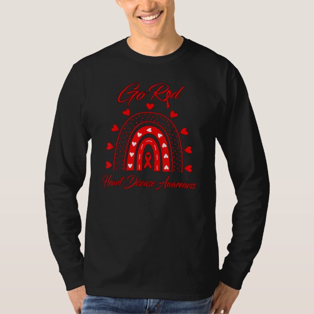T-shirt Go Red Rainbow Heart Disease Awareness (Devant)