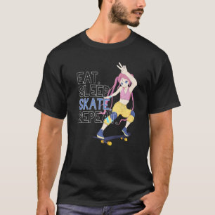 T-shirt Go Skateboard Girl Manger Sleep Patinage Répéter