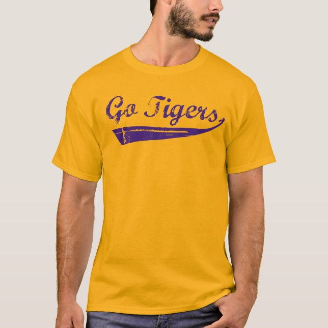 T-shirt Go Tigers Vintage (violet) (Devant)