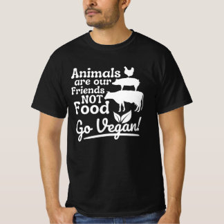 T-shirt Go Vegan Animaux sont nos amis Pas de nourriture D