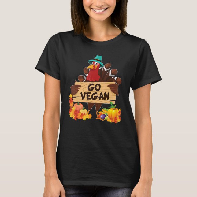 T-shirt Go Vegan I'm Thankful For Vegetarians Thanksgiving (Devant)