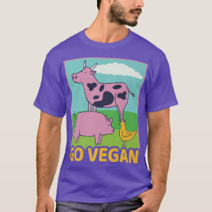 T-shirt Go Vegan Vache Cochon poulet Végétarien Nature