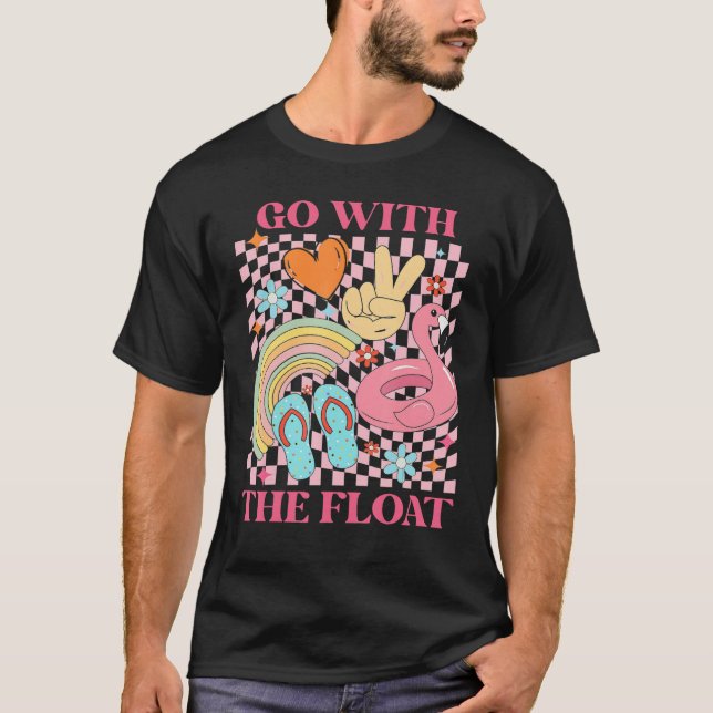 T-shirt Go With Float Summer Tropical Beach Swimming Pool  (Devant)
