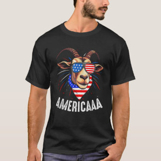 T-shirt Goat Americaaa 4 juillet USA Patriotic Funny Boy