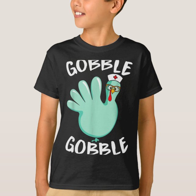 T-shirt Gobble Gobble Funny Turkey Glove Thanksgiving Nurs (Devant)