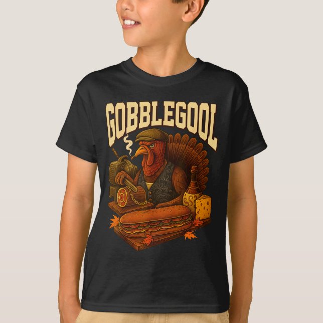 T-shirt Gobbol Turkey Gobble Gool Thanksgiving Retro  (Devant)