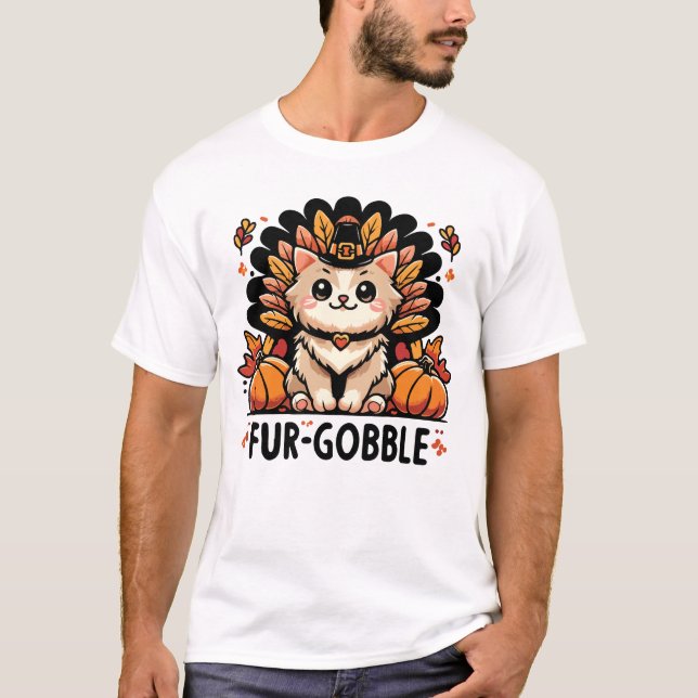 T-shirt Gobelet fourrure - Chat d'action de grâces mignonn (Devant)