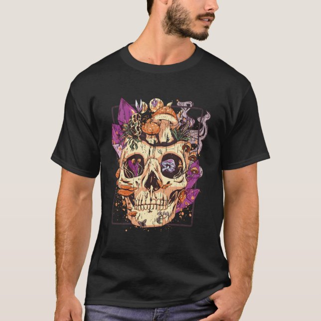 T-shirt Goblincore esthétique Grunge Lune Cristaux Champig (Devant)