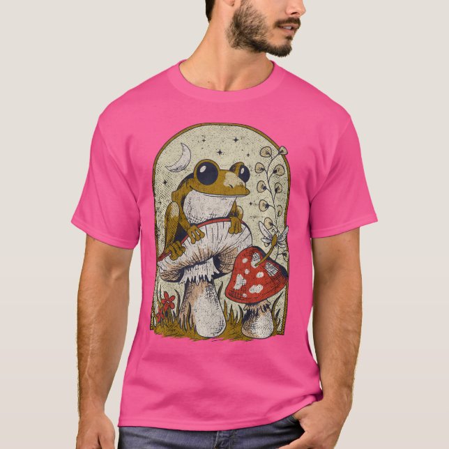 T-shirt Goblincore Grenouille Magique Champignons Agarique (Devant)