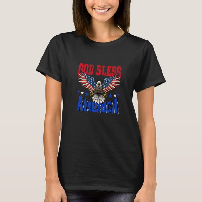 T-shirt God Bless America American US Eagle Drapeau 4 juil (Devant)
