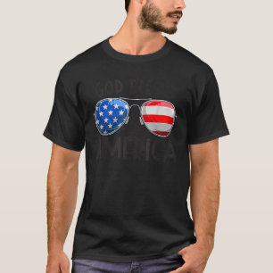 T-shirt God Bless America Lunettes de soleil USA Drapeau P