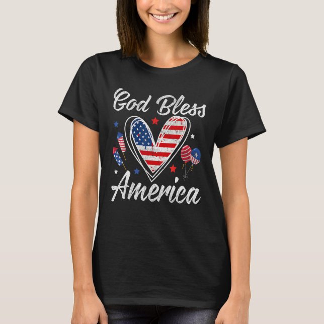 T-shirt God bless America Patriotic Independence Day 4th O (Devant)