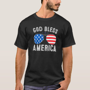 T-shirt God Bless America Usa Drapeau 4 juillet Hommes Fem
