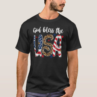T-shirt God Bless The Usa American Flag Patriotic 4th Of J
