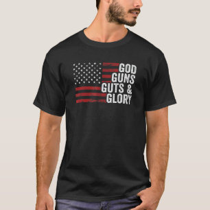 T-shirt God Guns Gustatifs & Glory American Flag Pro Gun P