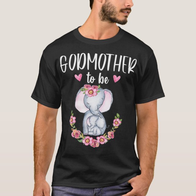 T-shirt Godmère à être éléphant Baby shower Floral _1 (Devant)