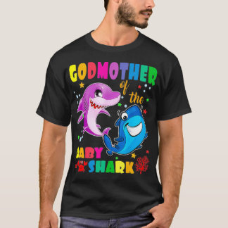 T-shirt Godmère Du Bébé Requin Anniversaire Godmère Sha