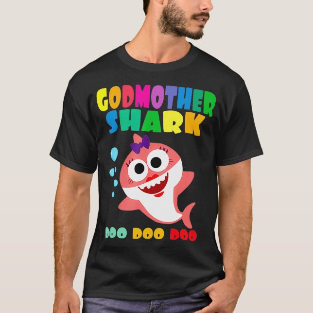 T-shirt Godmère Shark Cadeau mignonne bébé requin famille  (Devant)