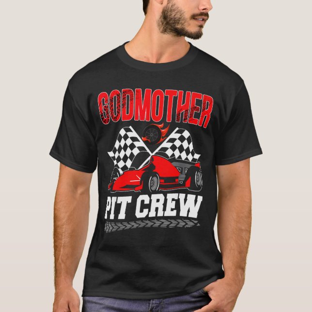T-shirt Godmother T Crew Racing Family Race Car Birthday B (Devant)