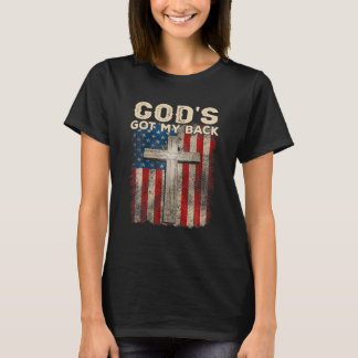 T-shirt God's Got My Back, America Flag Cross, Christian O