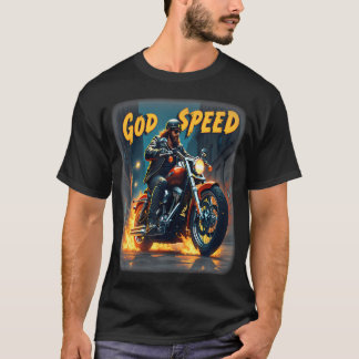T-shirt Godspeed Jesus Biker Christian Motorcycle Faith Te