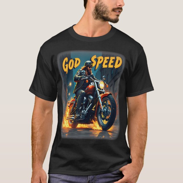 T-shirt Godspeed Jesus Biker Christian Motorcycle Faith Te (Devant)