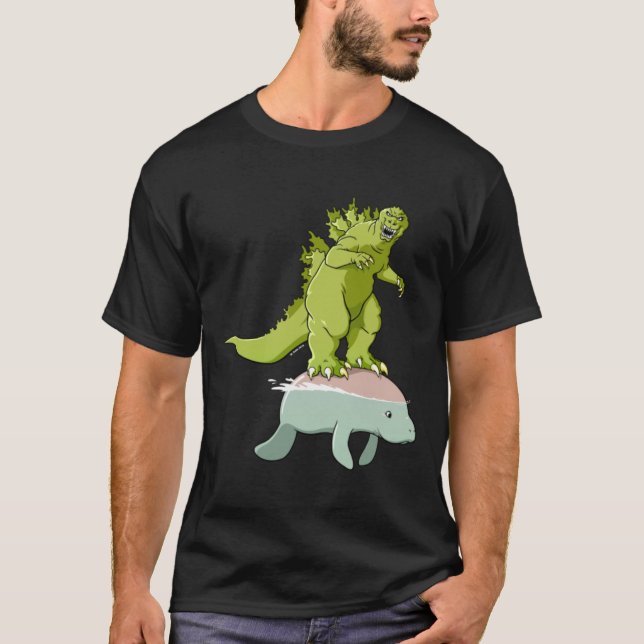 T-shirt Godzilla sur un manatee (Devant)