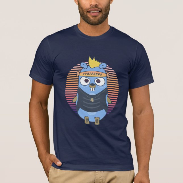 T-shirt Golang gopher dans le style cyberpunk (Devant)