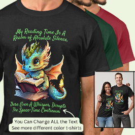 T-shirt Gold Aqua Baby Dragon Avertissement Lecture Livre 