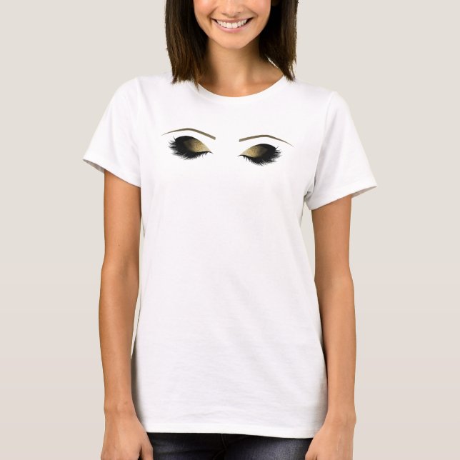 T-shirt Gold Black Maquillage Eyes Moderne Glam tendance (Devant)
