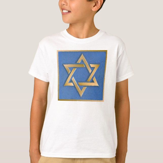 T-shirt Gold Blue Star de David Art Panel (Devant)