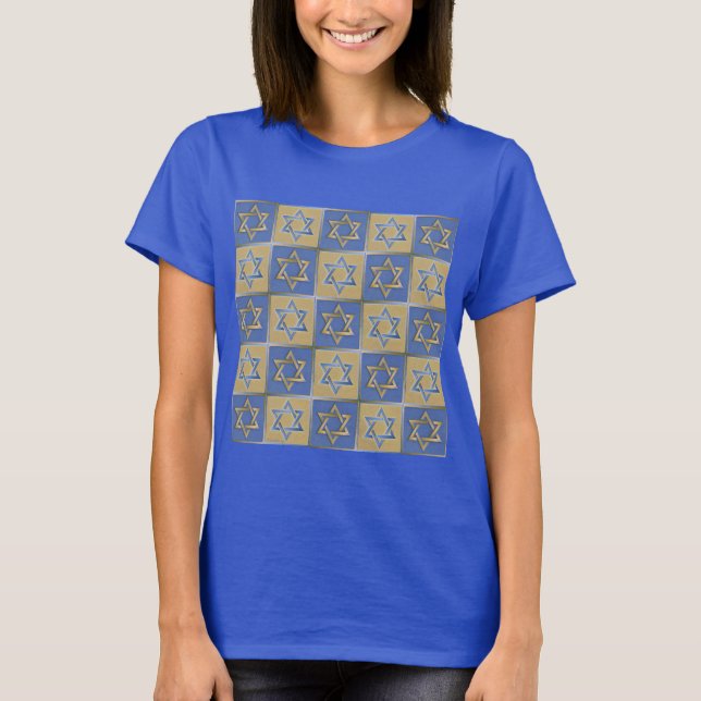 T-shirt Gold Blue Star de David Art Panels (Devant)