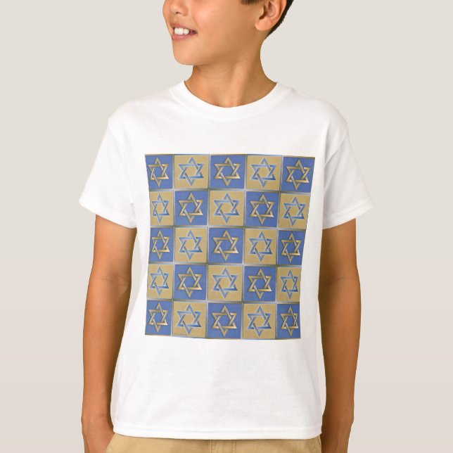 T-shirt Gold Blue Star de David Art Panels (Devant)