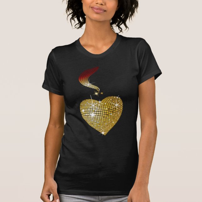 T-shirt Gold Disco Ball Heart (Devant)