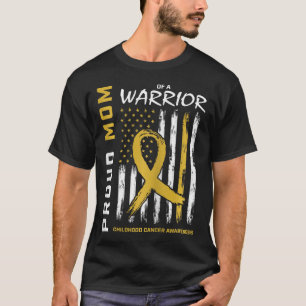 T-shirt Gold Fiers Maman d'un guerrier Enfance Cancer Awar