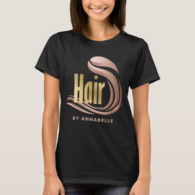 T-shirt Gold, Gold Rose et coiffeur noir (Devant)