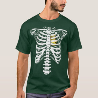 T-shirt Gold Heart Skeleton Rib Cage Love Heart Of Gold Sk