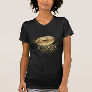 T-shirt Gold Lips Kiss Gold Parties scintillant XOXO