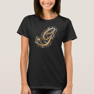 T-shirt Gold Monogram Initial Letter G