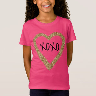 T-Shirt Gold Parties scintillant Heart XOXO