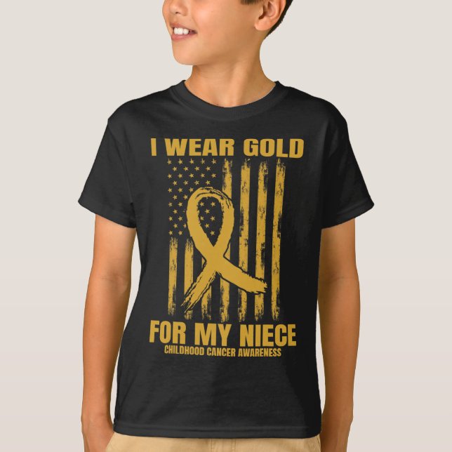 T-shirt Gold Ribbon Niece Childhood Cancer Awareness Ameri (Devant)