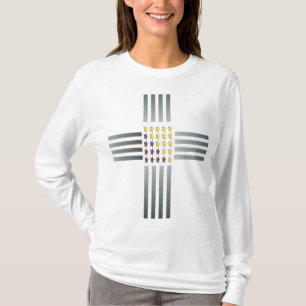 T-shirt Gold Stars Silver Stripes Cross