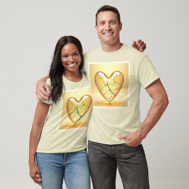 T-shirt Golden Cracked Heart Art (Unisexe)