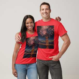 T-shirt Golden Gate Bridge Feu d'artifice de l'indépendanc