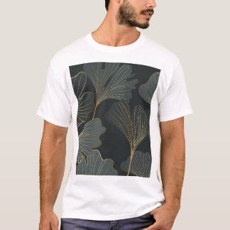 T-shirt Golden Ginkgo : Luxueux Déco Floral.