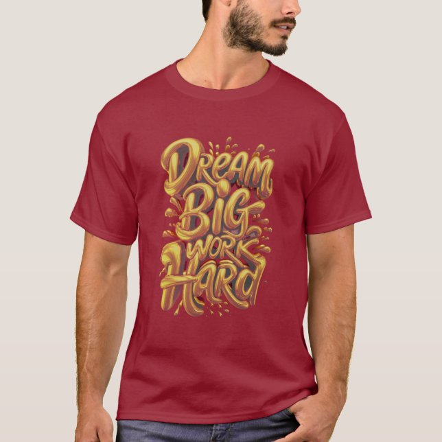 T-shirt Golden Hustle Built by Hard Work Ambition in Gold  (Devant)
