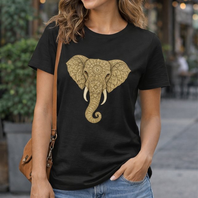 T-shirt Golden Mandala Elephant - Boho Graphic Art Print (Créateur téléchargé)